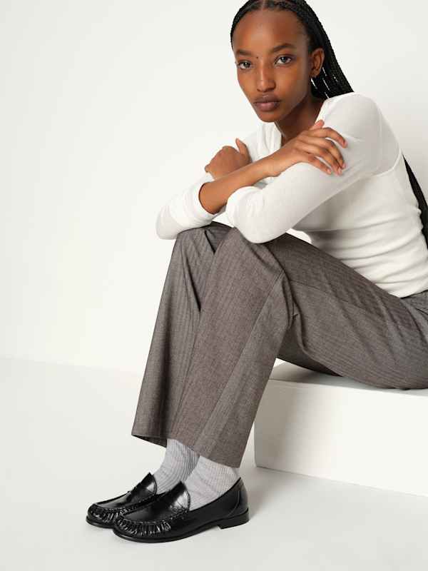 Francine Ruched Loafer - Black Crinkle Patent